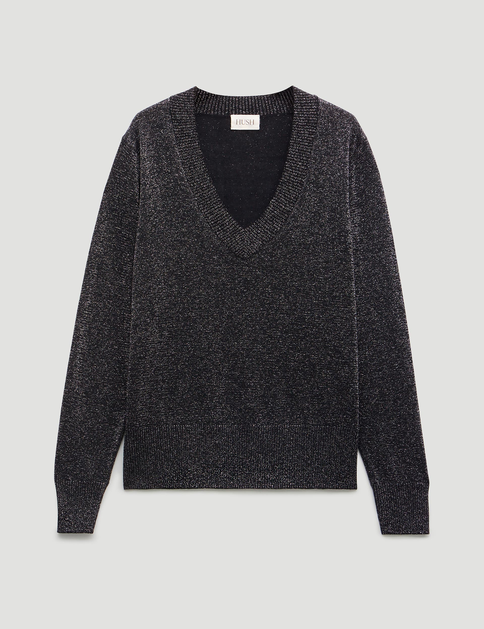 Gracey V Neck Metallic Jumper - image 2