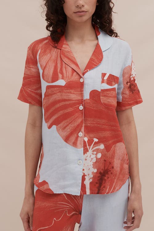 Desmond & Dempsey Short Sleeve Pajama Set In White