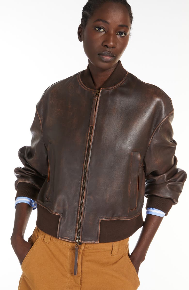 Weekend Max Mara Hiltex Leather Jacket, Alternate, color, 