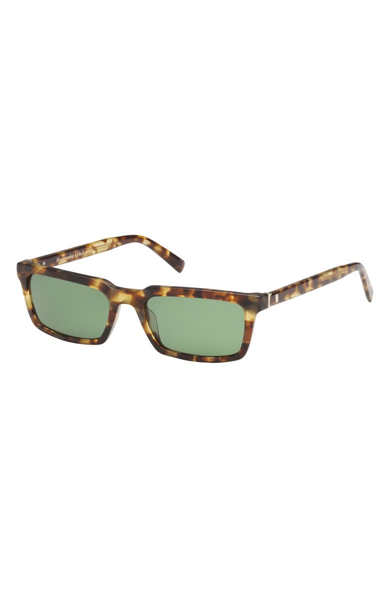 ABERCROMBIE & FITCH 54mm Rectangular Sunglasses, Alternate, color, Havana / Green Lens