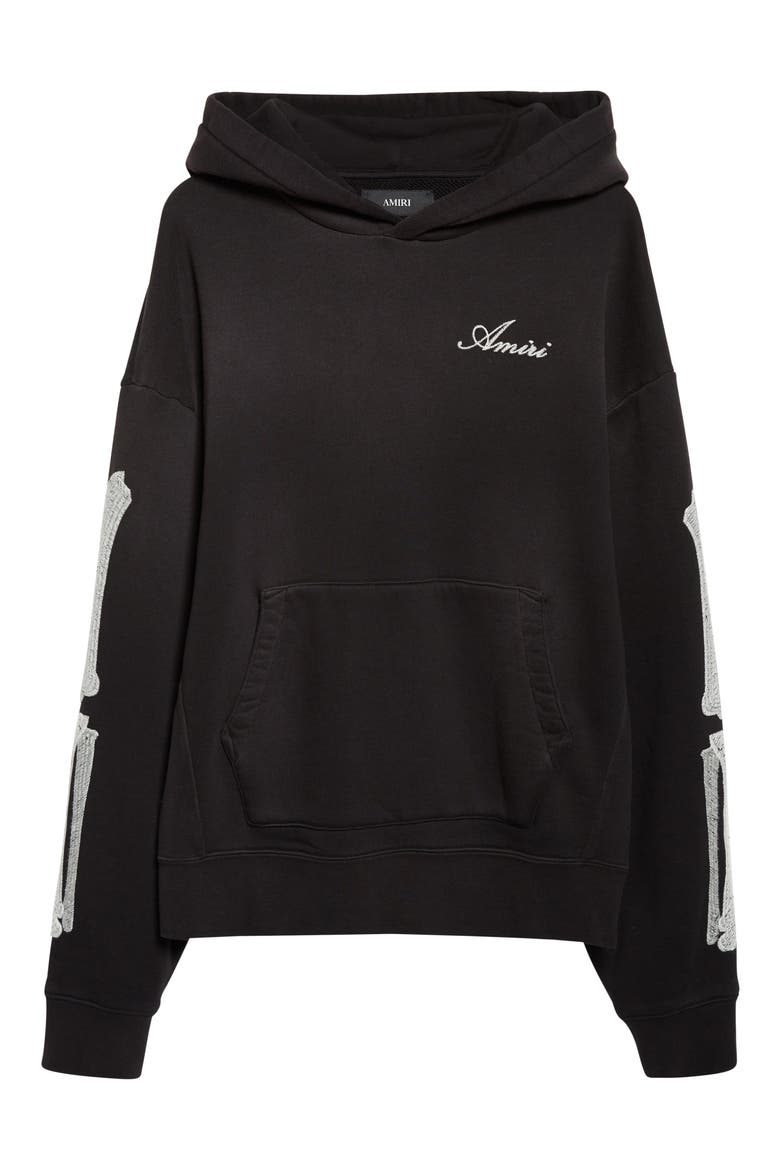 Bones Oversize Cotton French Terry Hoodie, Alternate, color, BLACK