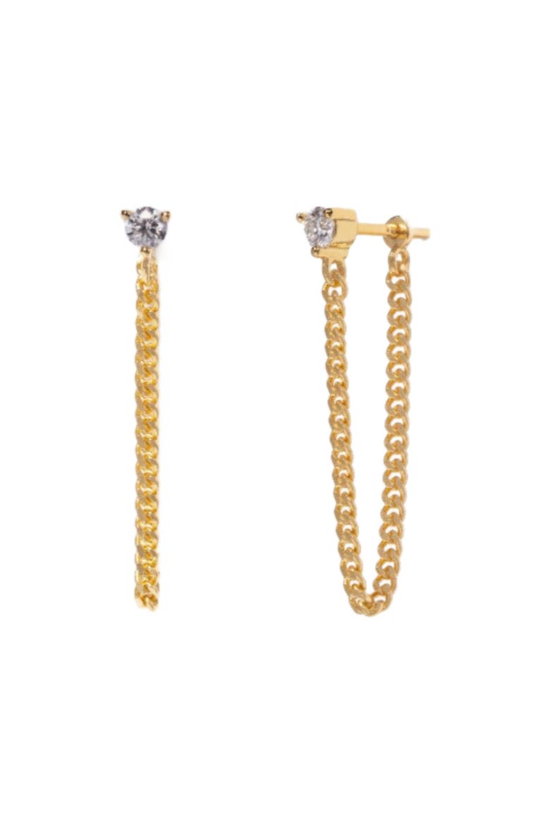 Chained Moissanite Earrings, Main, color, Gold / Clear