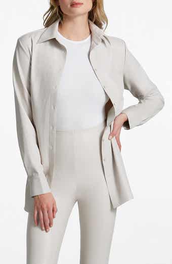 Oversize Faux Leather Button-Up Shirt