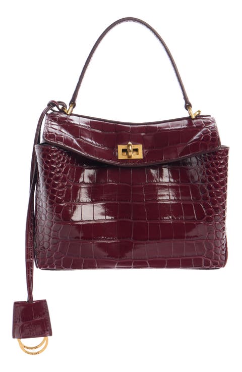 Mini Rodeo Croc Embossed Leather Top Handle Bag