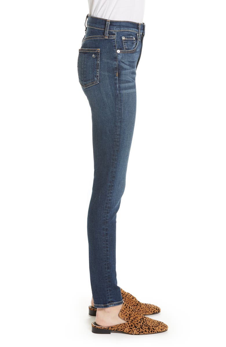 rag & bone Ripped High Waist Skinny Jeans, Alternate, color,