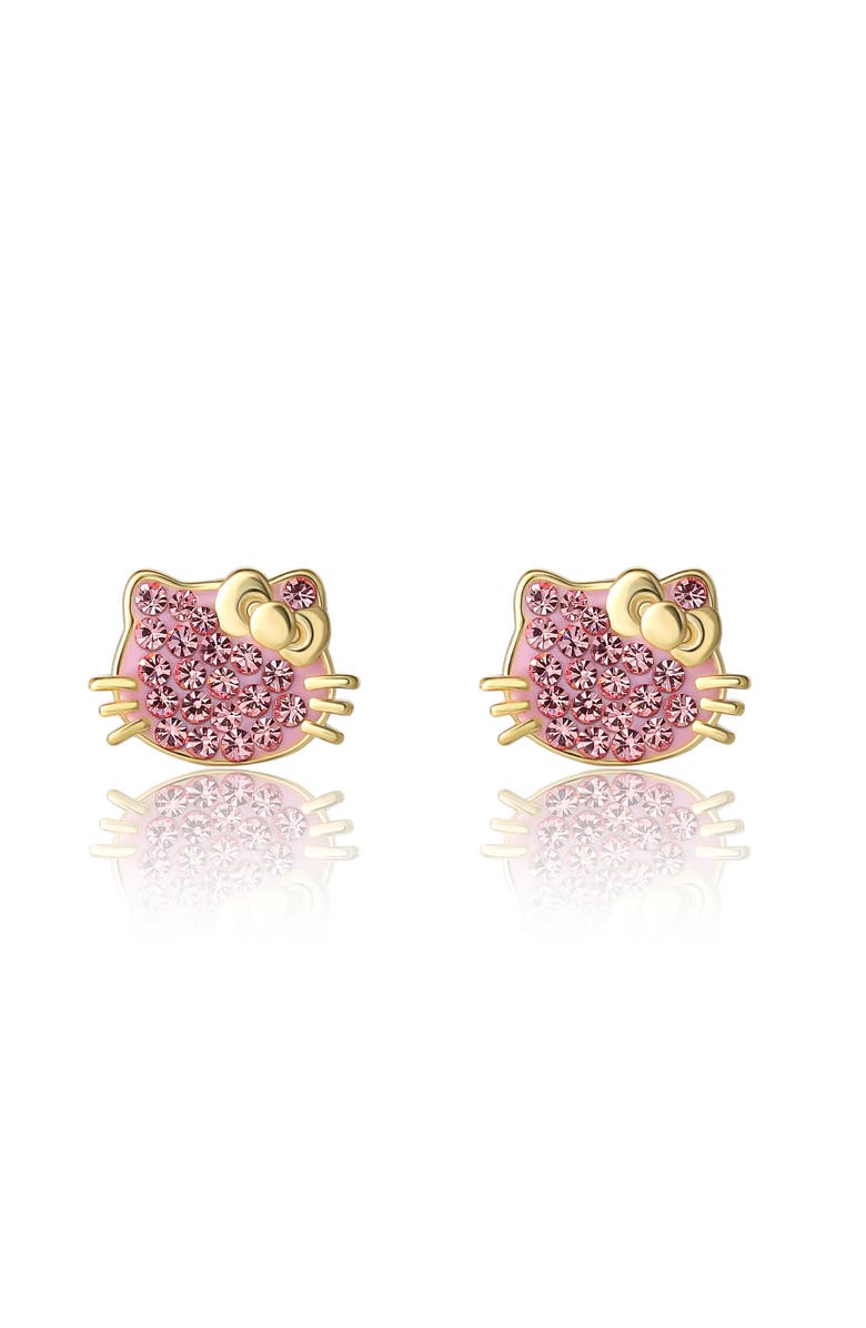 Hello Kitty Crystal Studs, Alternate, color, Gold, Rose Gold