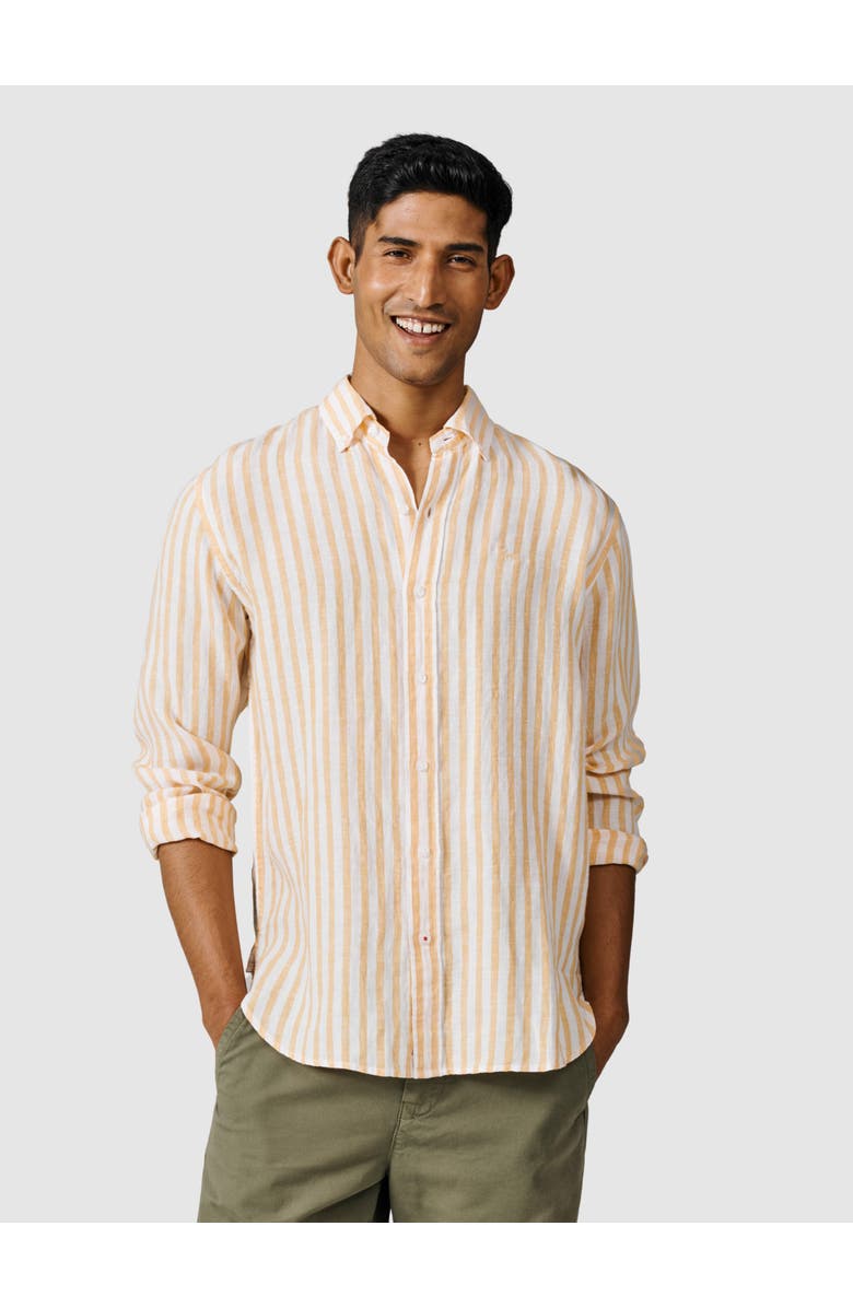 Aubin Worlaby Linen Long Sleeve Shirt, Main, color, Yellow Stripe