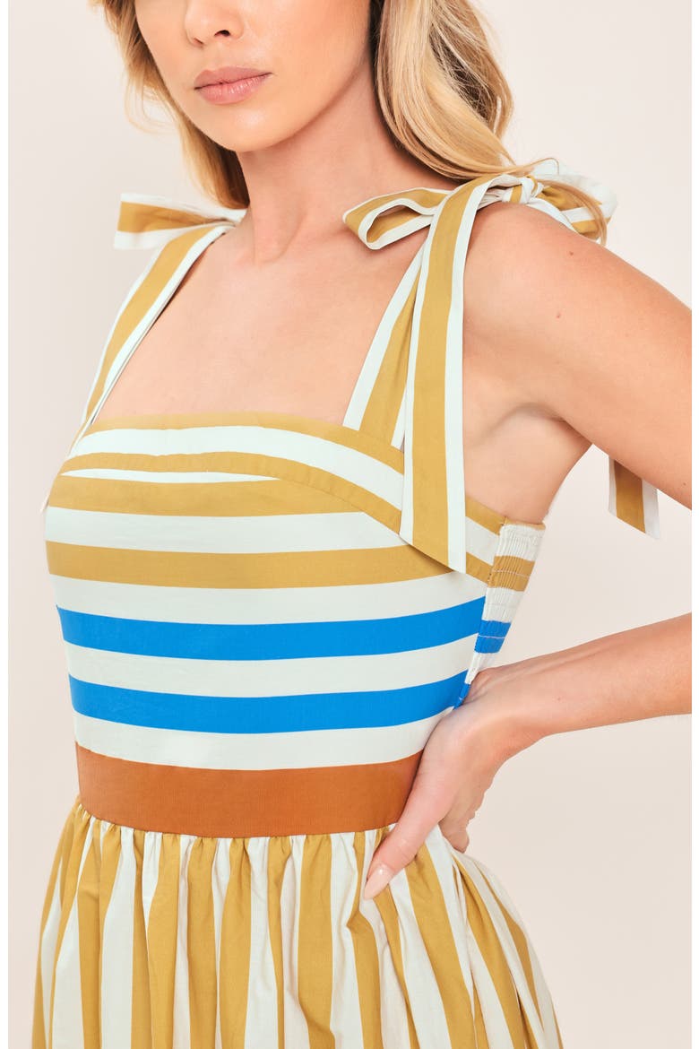 Stripe Tiered Cotton Maxi Sundress, Alternate, color, BEIGE/ MULTI