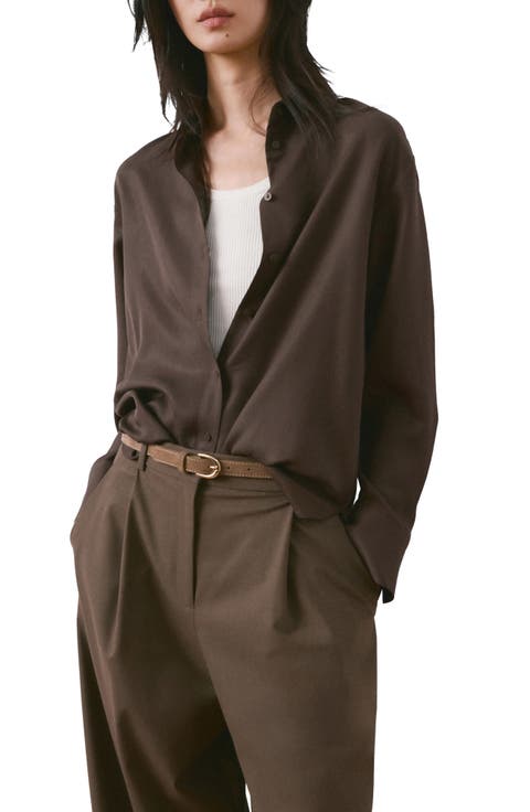 Straight Button-Up Shirt (Regular & Plus)