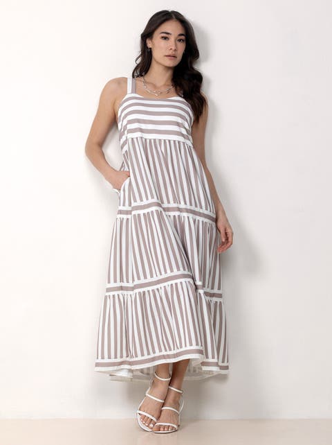 Striped Tiered Maxi Dress
