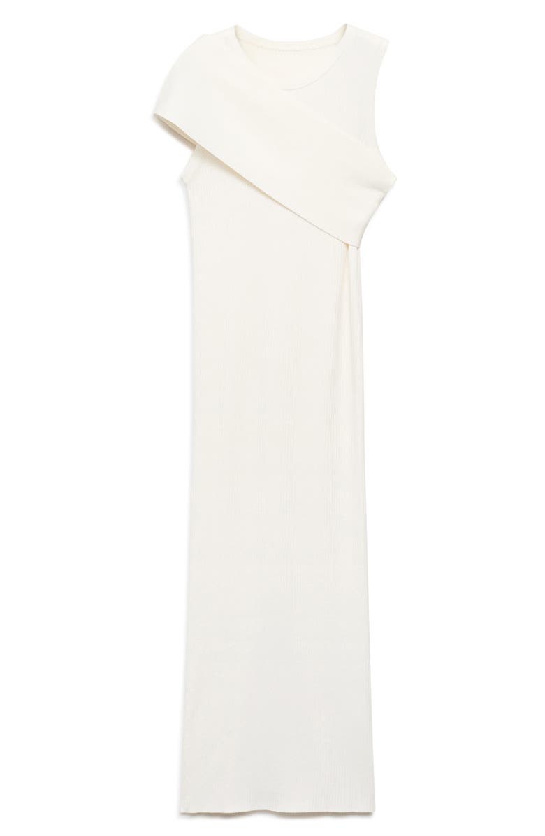 MANGO Asymmetric Knit Midi Dress, Alternate, color, White