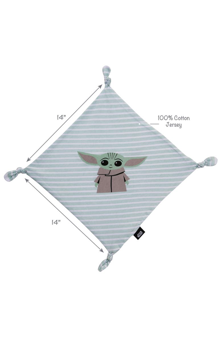Lambs & Ivy Star Wars Mandalorian Grogu Cotton Jersey Security Blanket/Lovey, Alternate, color, Green