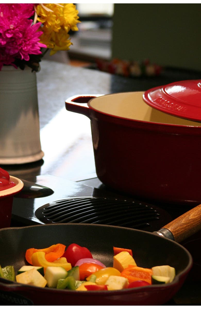 FRENCH HOME 11" Red French Enameled Cast Iron Fry Pan, Alternate, color, 