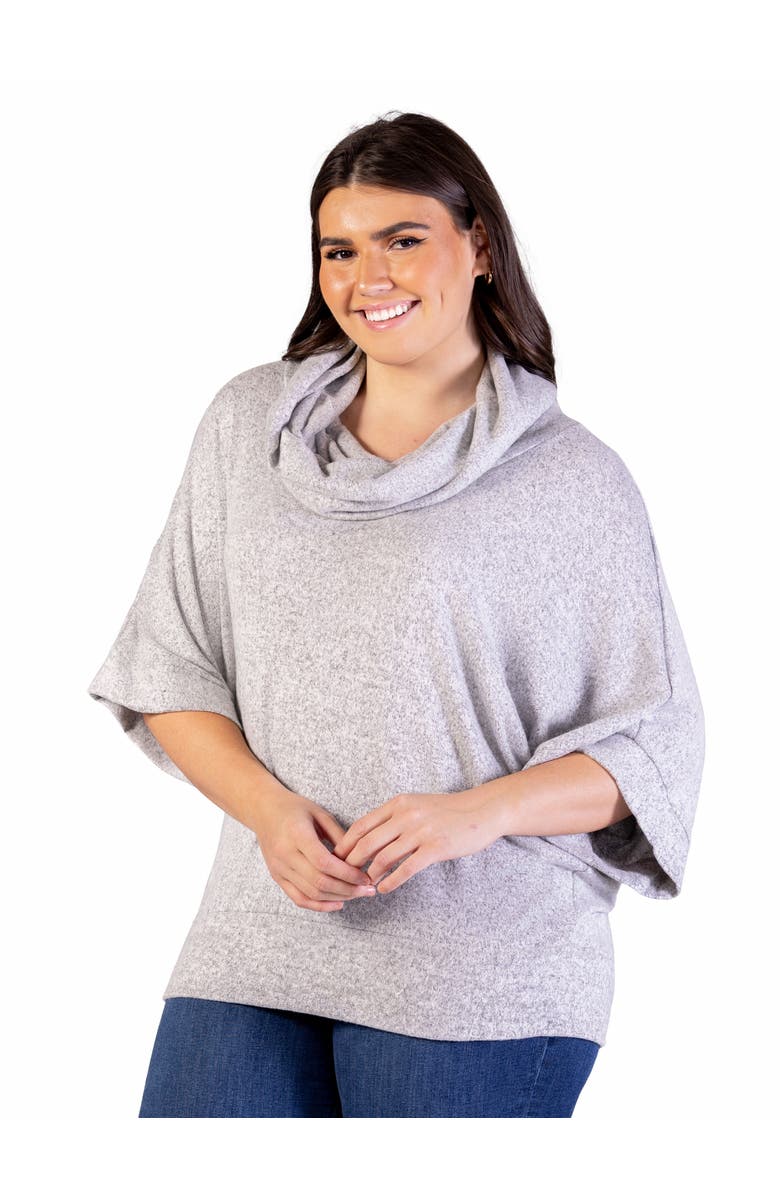 24seven Comfort Apparel Cowl Neck Dolman Sleeve Sweater Top, Alternate, color, Grey