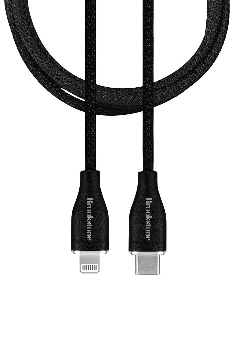 BROOKSTONE 6-Foot Braided Type-C to Lightning Cable, Main, color, Black