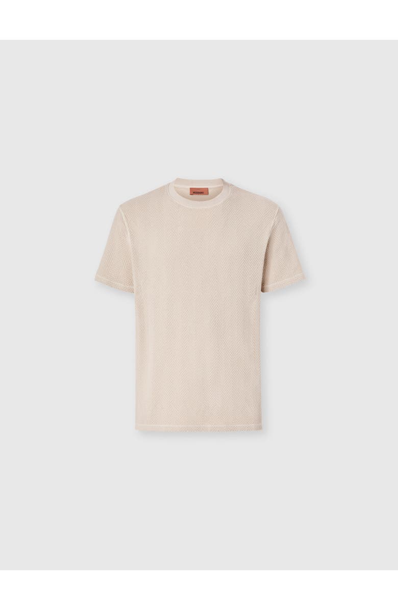 Missoni Crew-neck Cotton And Viscose T-shirt With Tone-on-tone Zigzag Motif, Main, color, Beige
White
