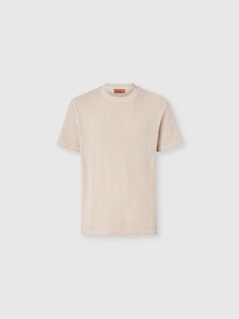 Crew-neck Cotton And Viscose T-shirt With Tone-on-tone Zigzag Motif