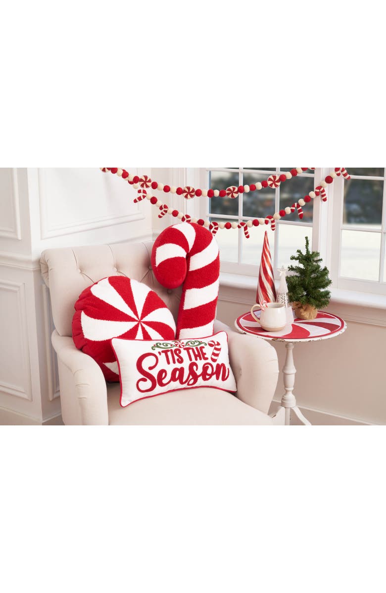 C&F Home Tis The Season Candy Cane Christmas Throw Pillow, 10" x 20", Alternate, color, Red