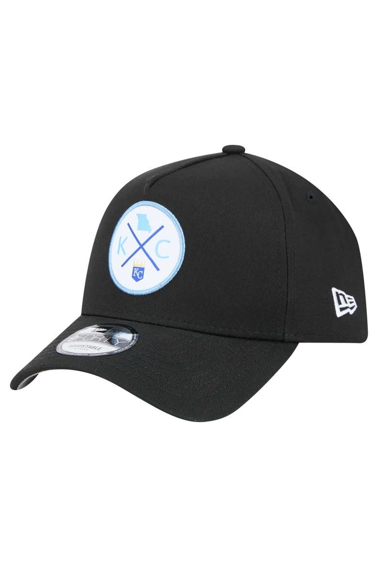 Men's New Era Black Kansas City Royals 9FORTY A-Frame Adjustable Hat, Main, color, Black