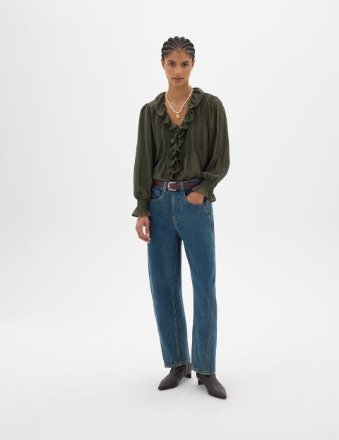 Koa Long Sleeve Crinkle Blouse