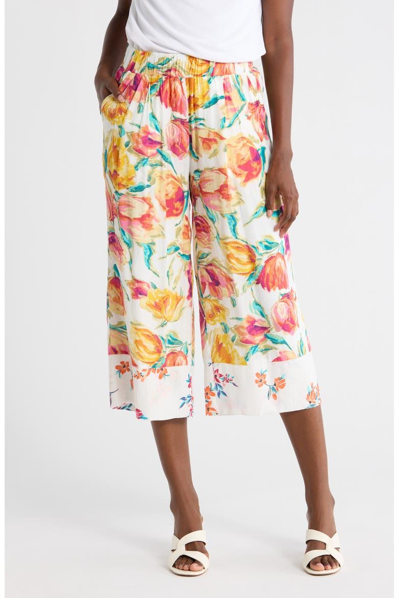 Floral Wide Leg Pull-On Pants, Main, color, VINTAGE FLORAL