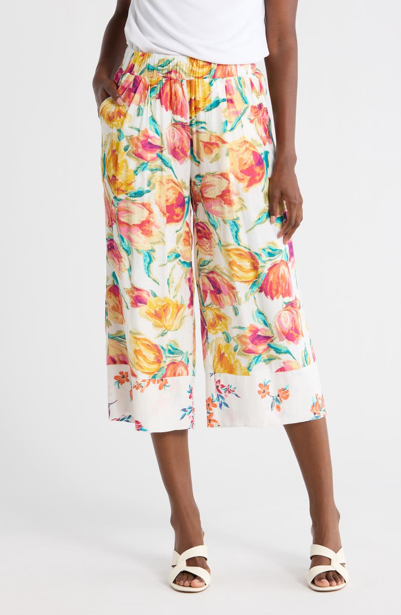 Nicole Miller Floral Wide Leg Pull-On Pants, Main, color, Vintage Floral