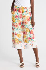 Nicole Miller Floral Wide Leg Pull-On Pants