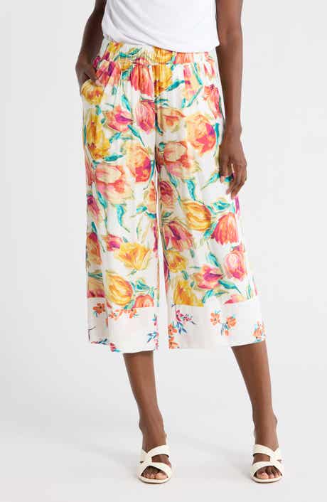 Nicole Miller Floral Wide Leg Pull-On Pants
