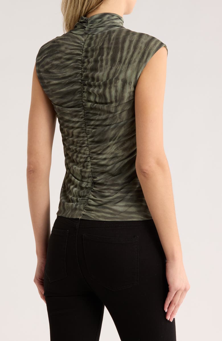 JASON WU Mock Neck Extended Shoulder Top, Alternate, color, Sage Green/ Zebra Print