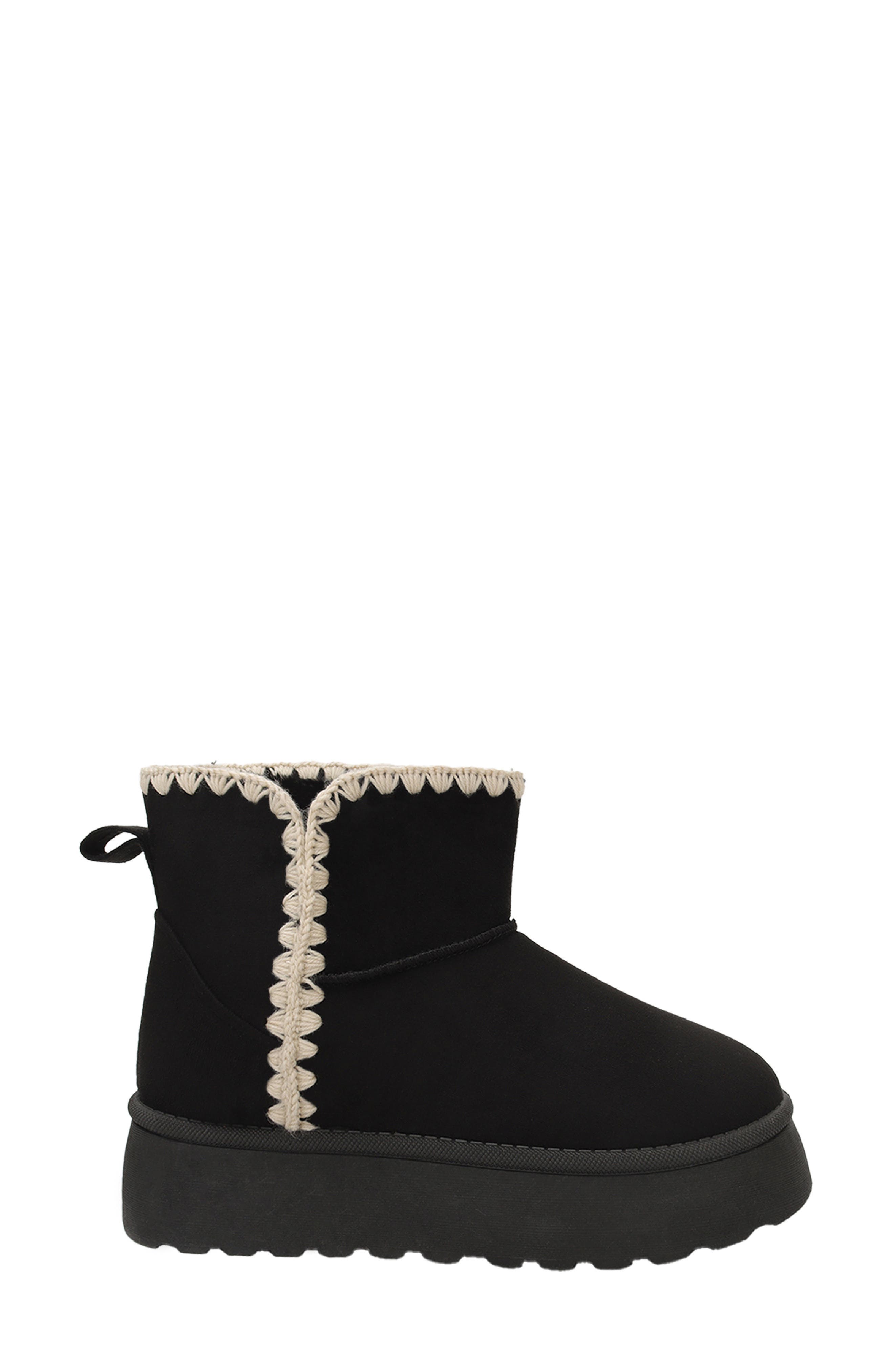 Owen Embroidered Faux Suede Boot, Alternate, color, BLACK