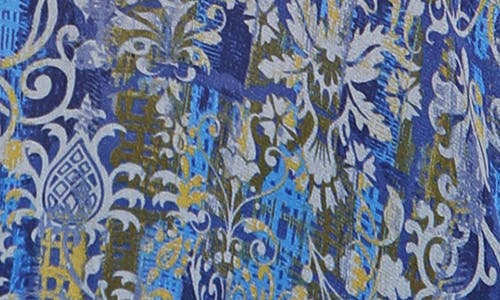 Apny Abstract Print Button-up Shirt In Blue/green Multi