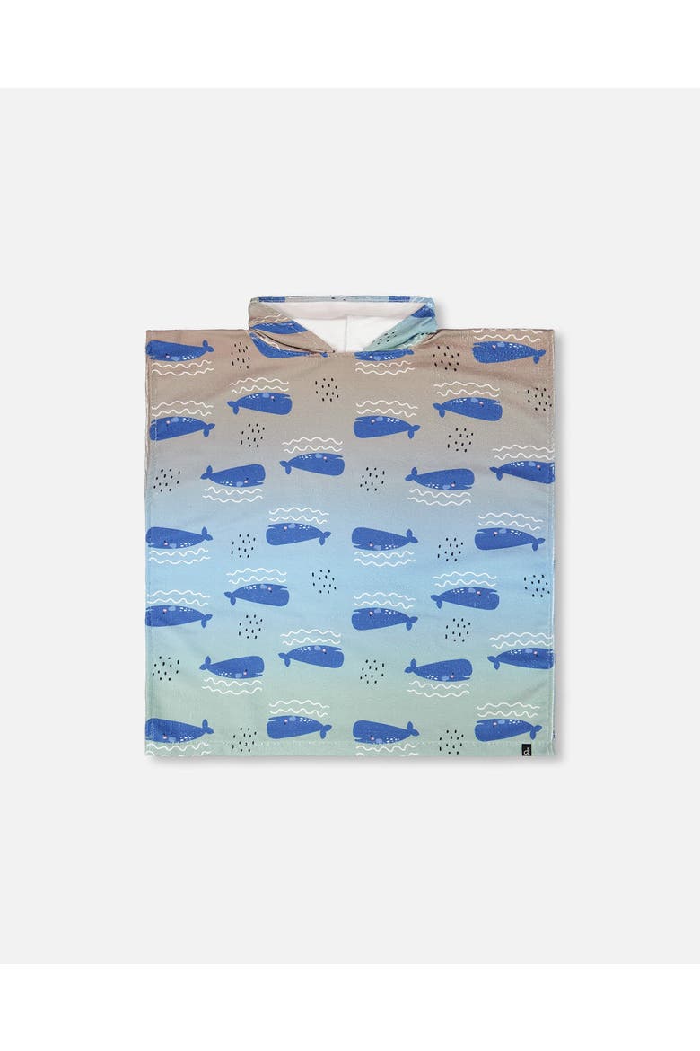 Hooded Whale Beach Towel, Main, color, Blue Whale Print
