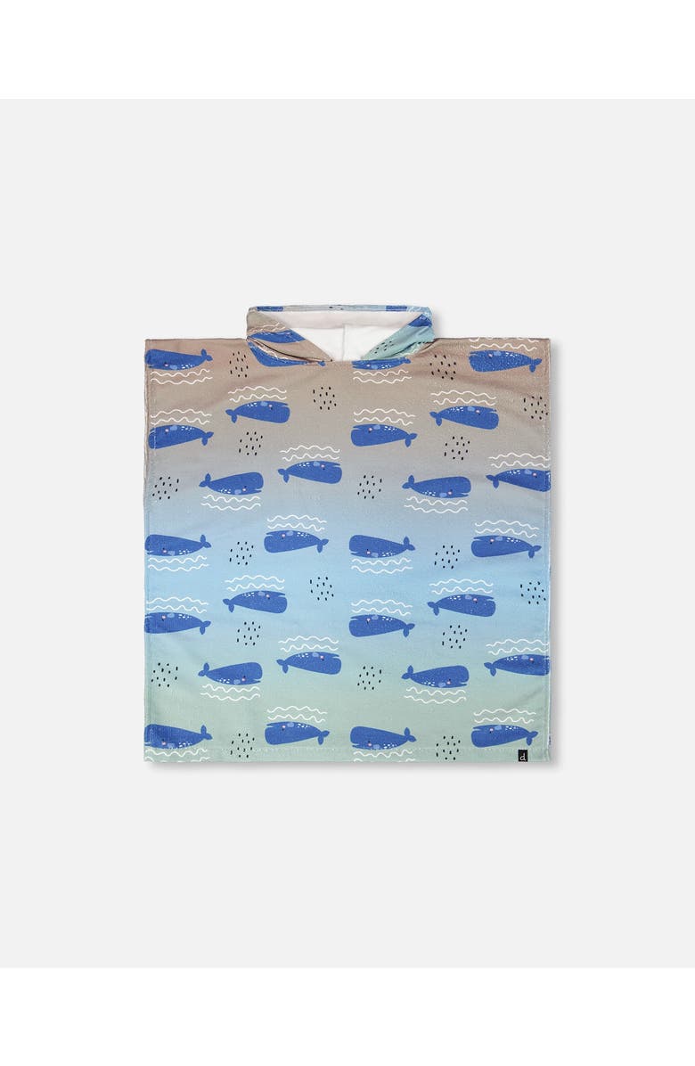 Deux par Deux Hooded Whale Beach Towel, Main, color, Blue Whale Print