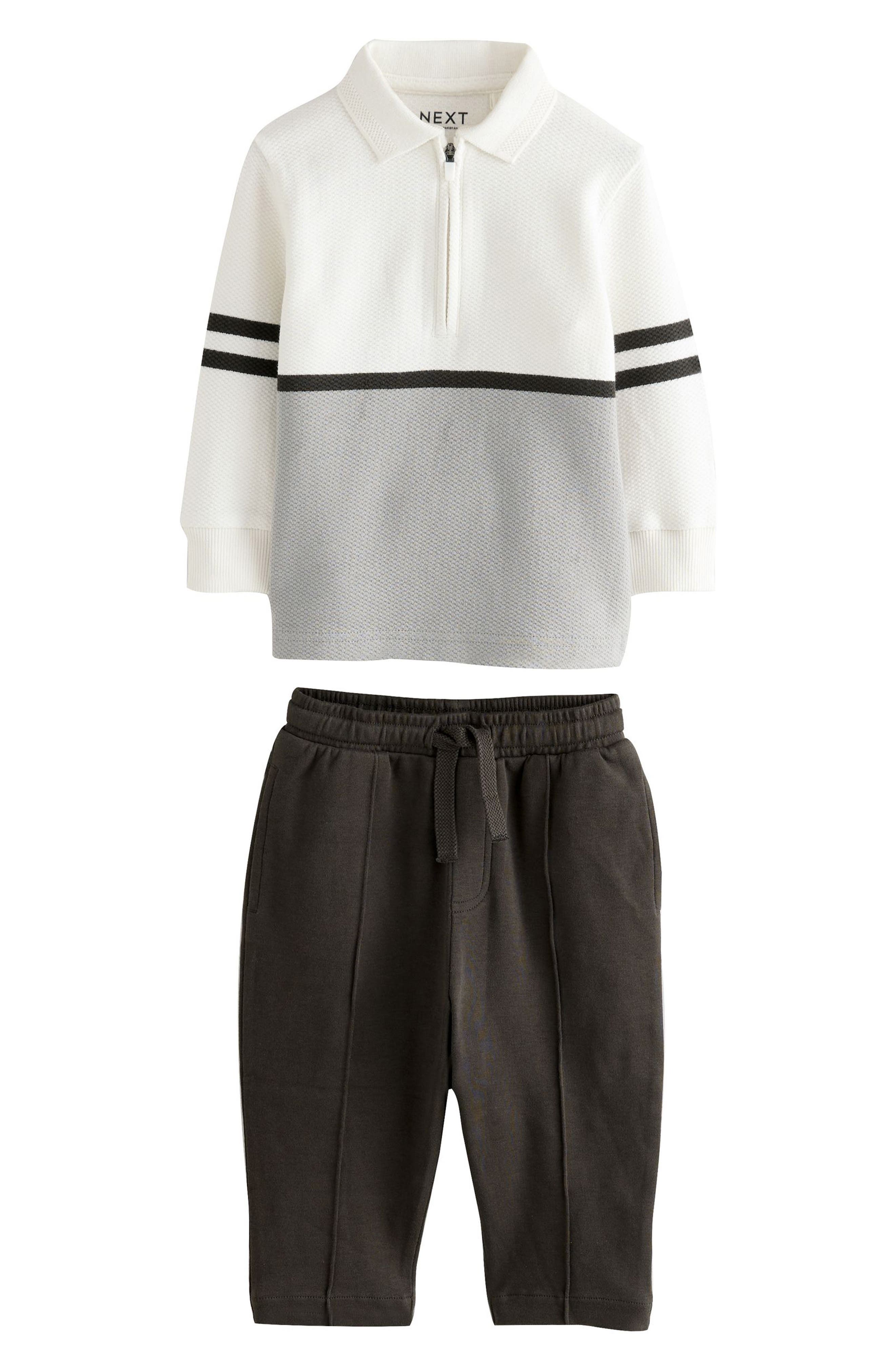 Next Kids' Colorblock Cotton Polo & Piped Joggers Set In Multi