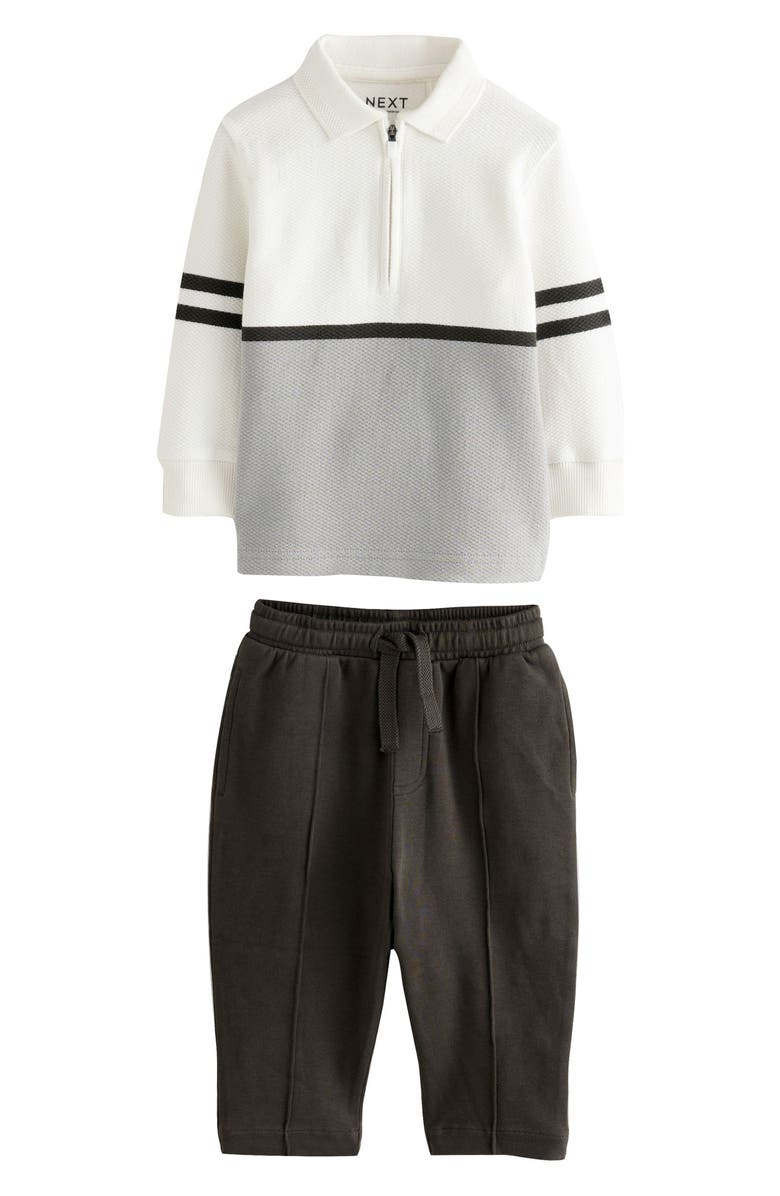 NEXT Kids' Colorblock Cotton Polo & Piped Joggers Set, Main, color, White