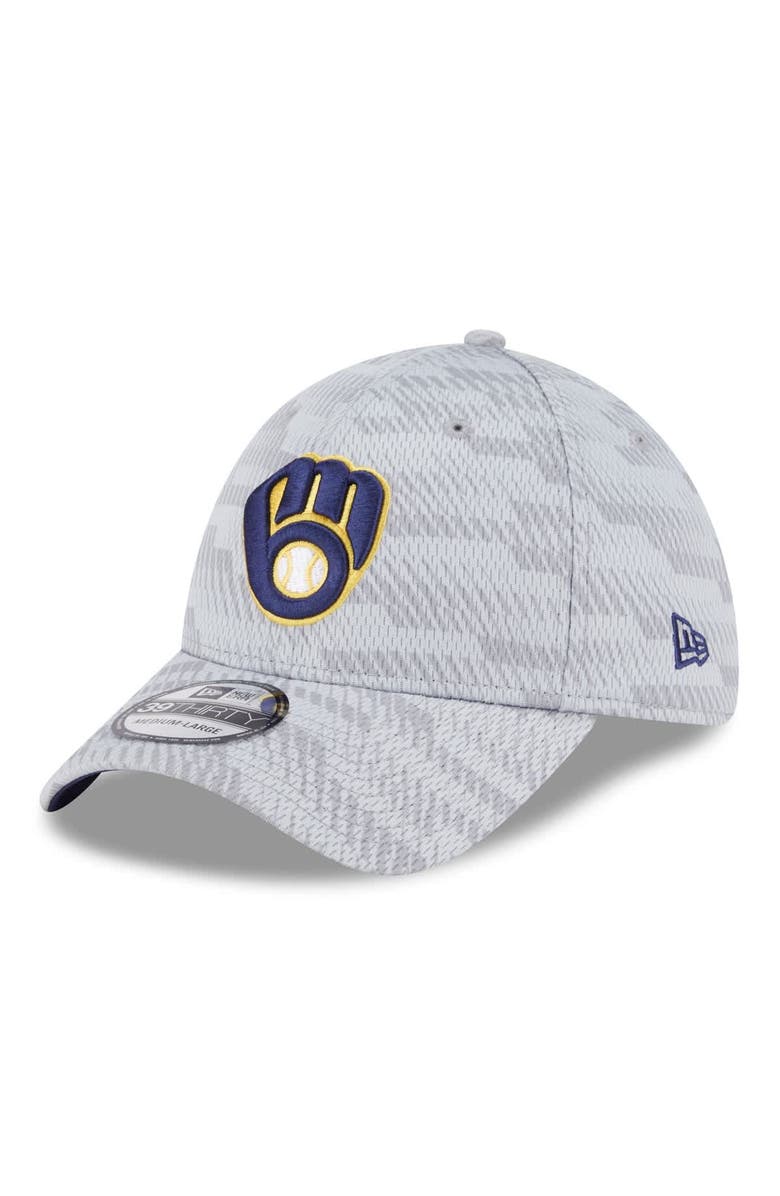 New Era Men's New Era Gray Milwaukee Brewers 2025 MLB Clubhouse 39THIRTY Flex Hat, Alternate, color, 