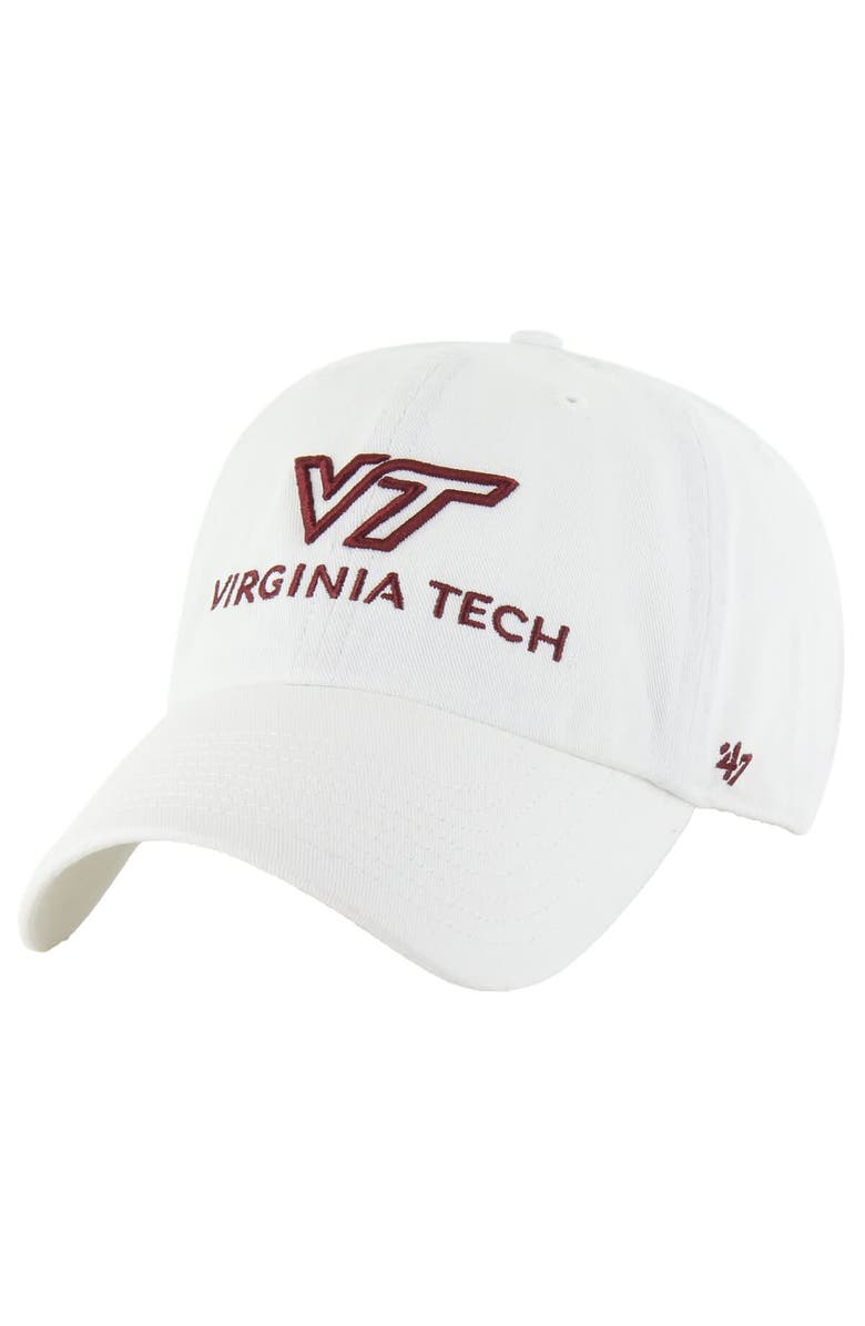 '47 Men's '47 White Virginia Tech Hokies Clean Up Adjustable Hat, Main, color, White