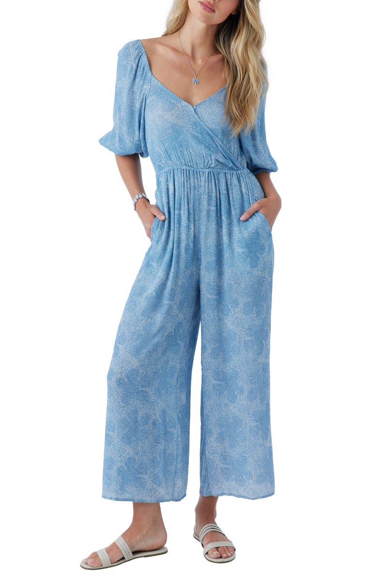 O'Neill Cecilia Dot Print Wide Leg Jumpsuit, Main, color, 