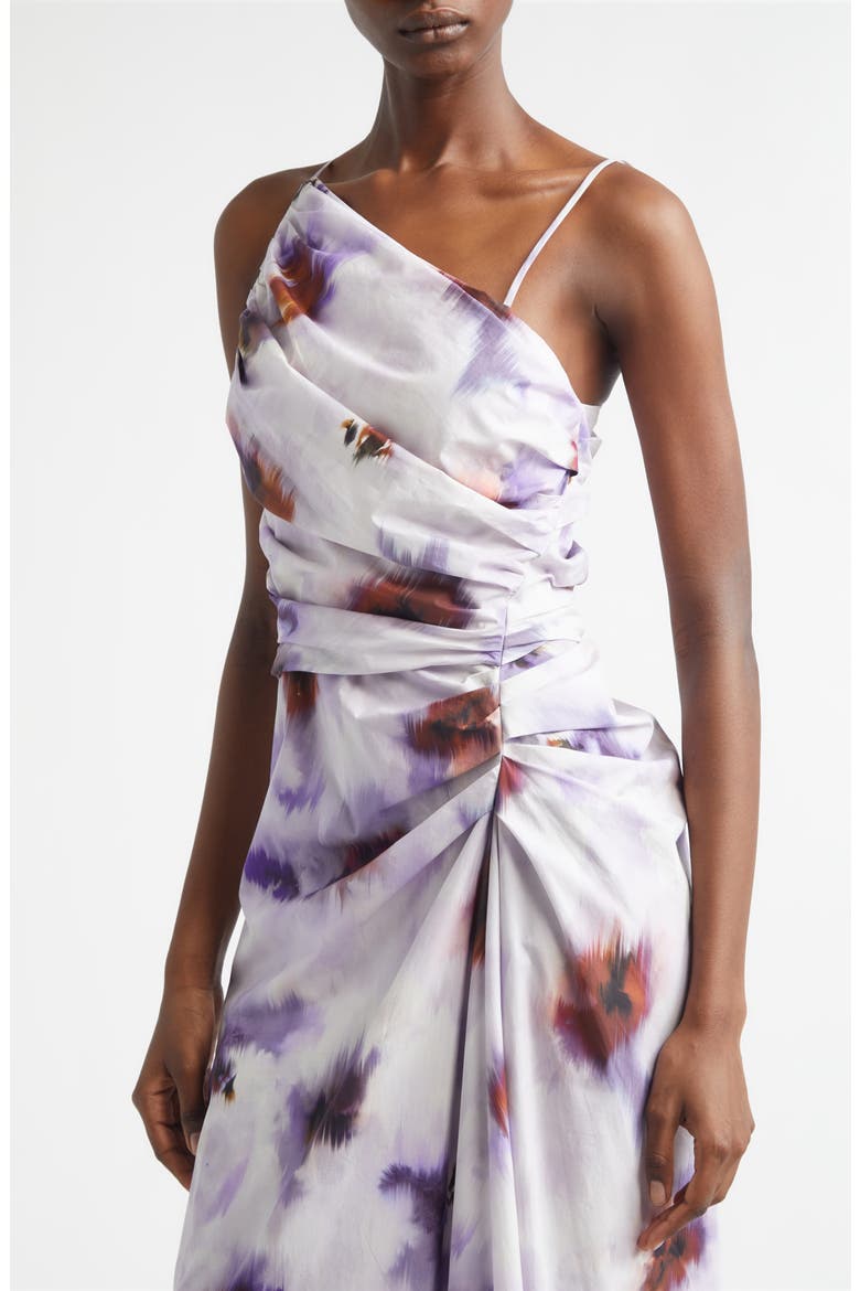 Juno Asymmetric Floral Print Poplin Dress, Alternate, color, LILAC MULTI