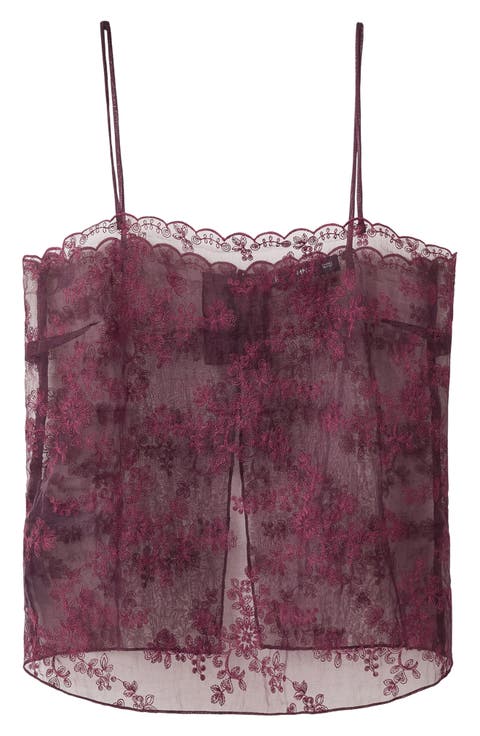 Embroidered Sheer Camisole