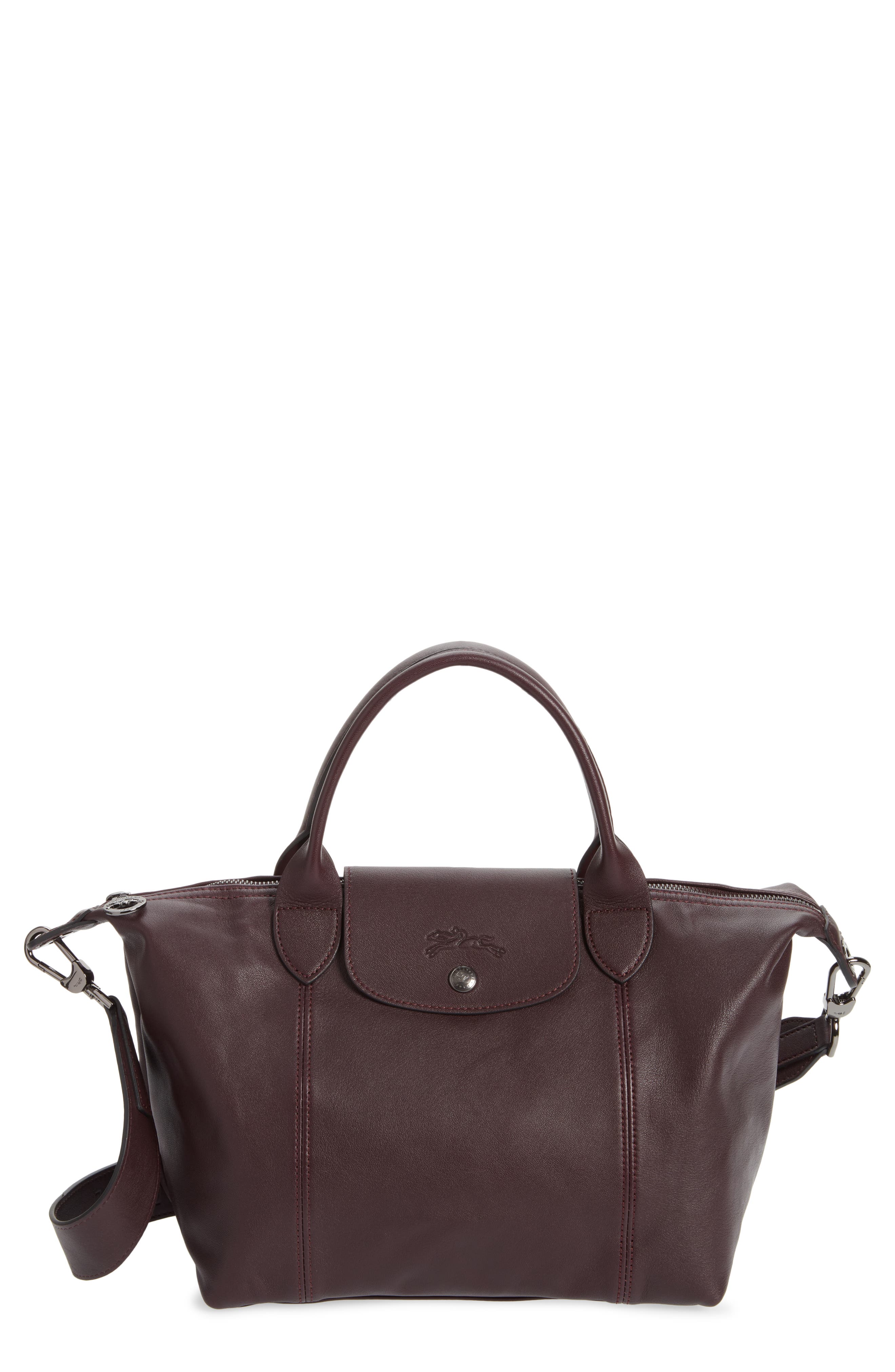 Longchamp Small Le Pliage Cuir Leather Top Handle Bag, Main, color, 