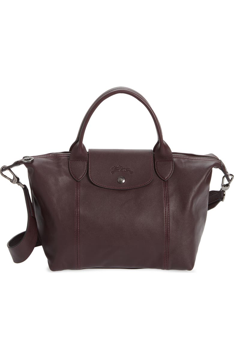 Longchamp Small Le Pliage Cuir Leather Top Handle Bag, Main, color,