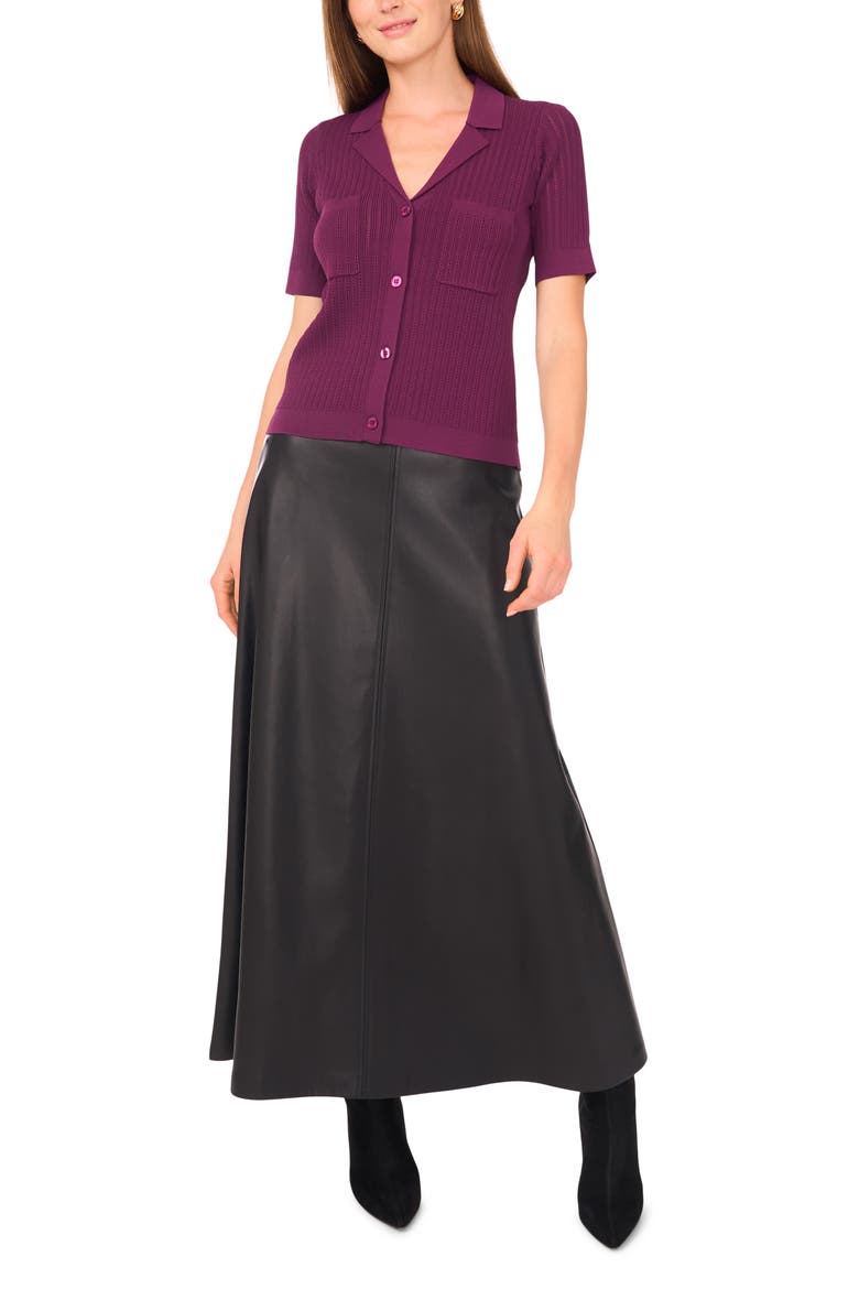 Pointelle Short Sleeve Sweater, Alternate, color, SWEET PLUM