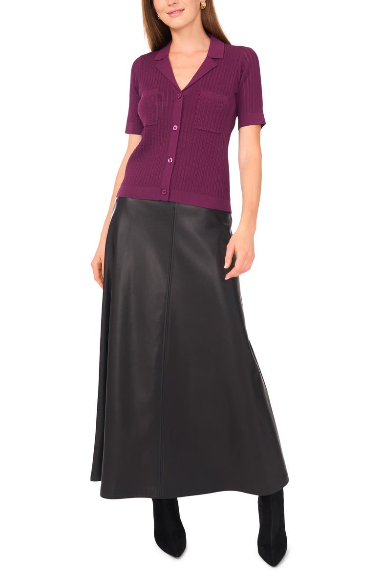 Vince Camuto Pointelle Short Sleeve Sweater, Alternate, color, Sweet Plum