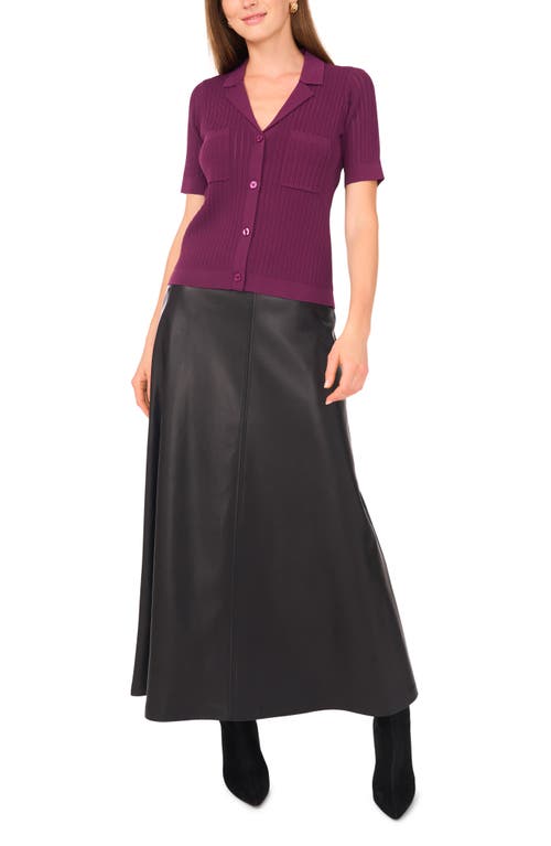 Vince Camuto Pointelle Short Sleeve Sweater In Purple