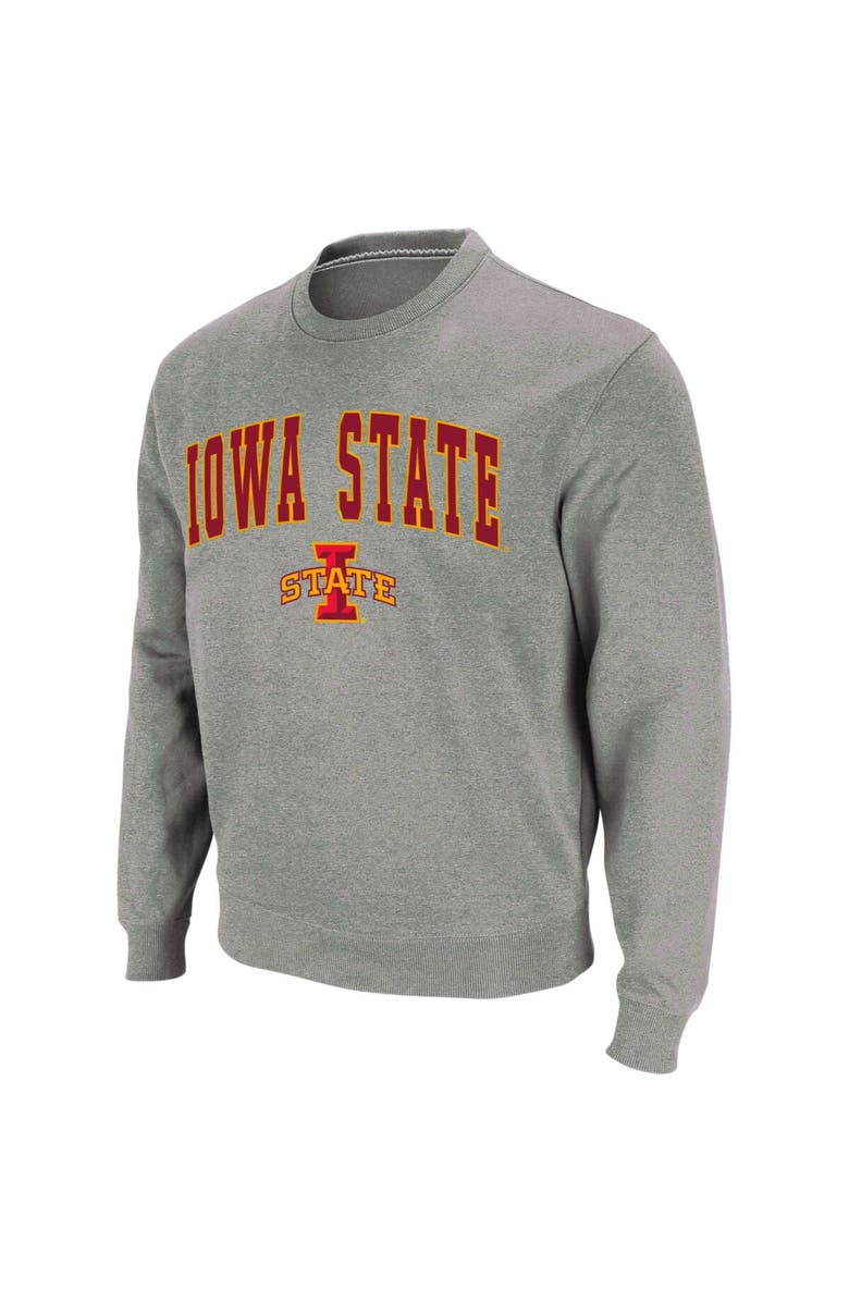 COLOSSEUM Men's Colosseum Heather Gray Iowa State Cyclones Arch & Logo Crew Neck Sweatshirt, Alternate, color, Heather Gray