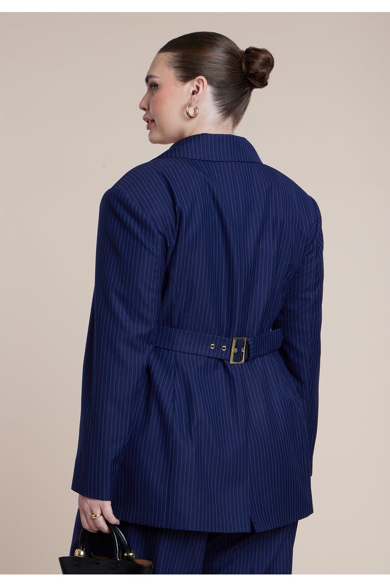 Nipped Waist Blazer With Back Adjuster, Alternate, color, NAVY PINSTRIPE