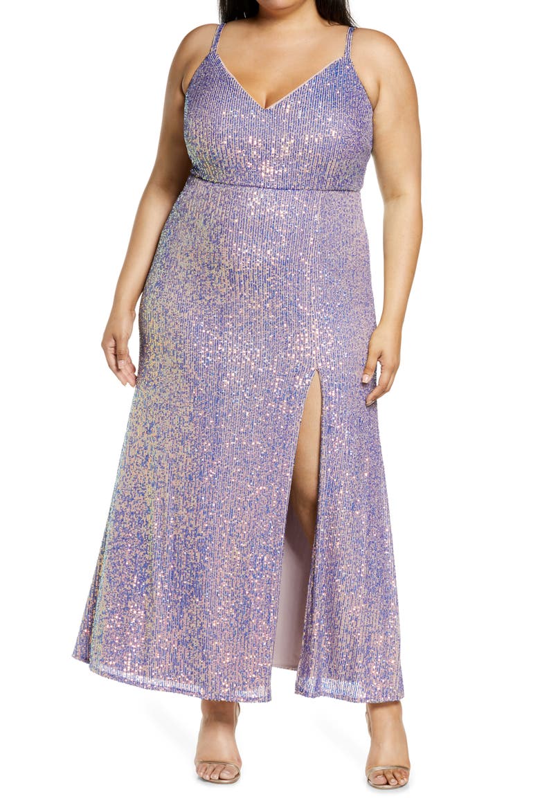 Sequin Embellished Gown, Main, color, ROSE/ LILAC