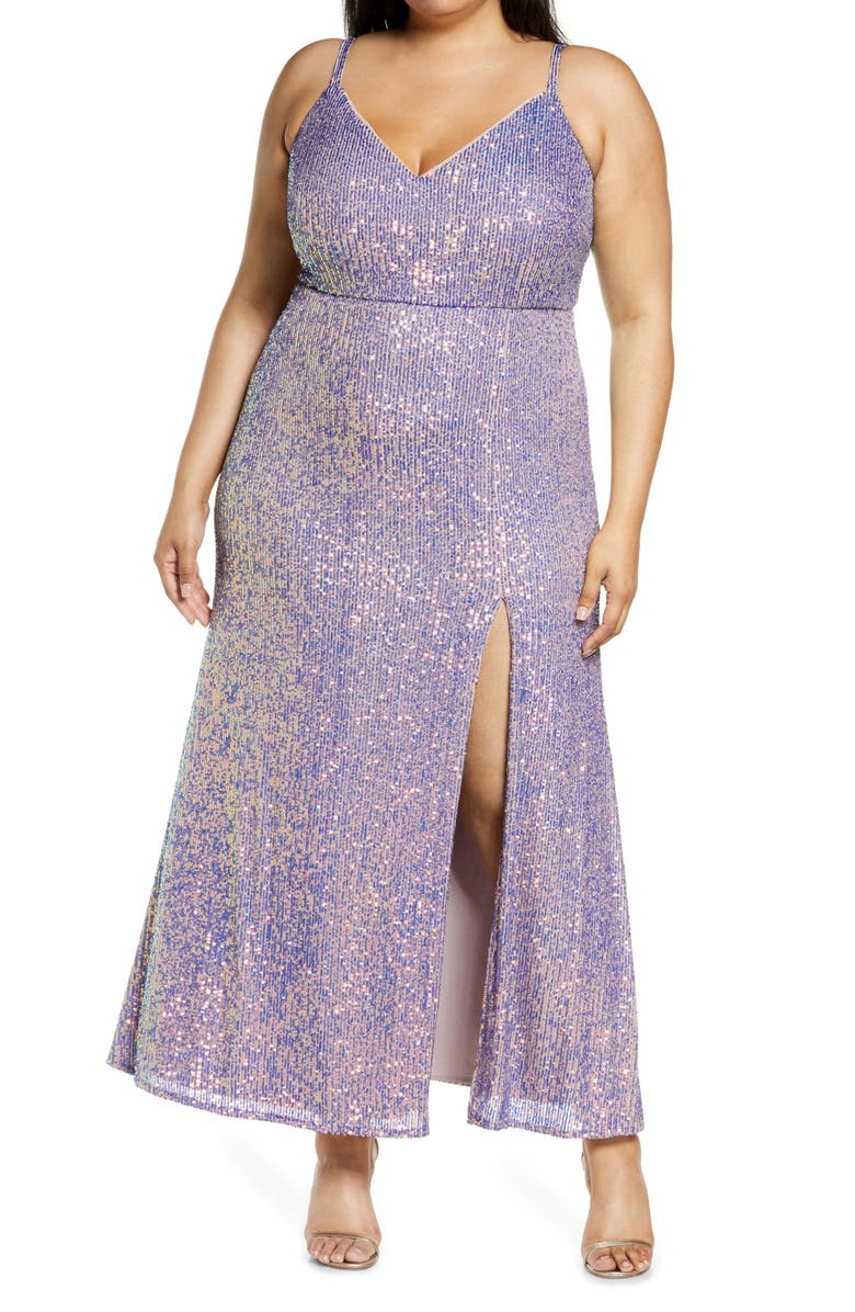 Morgan & Co. Sequin Embellished Gown, Main, color, 