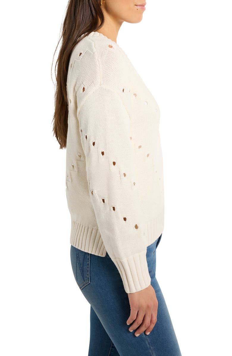 NIC+ZOE Open Stitch V-Neck Sweater, Alternate, color, 